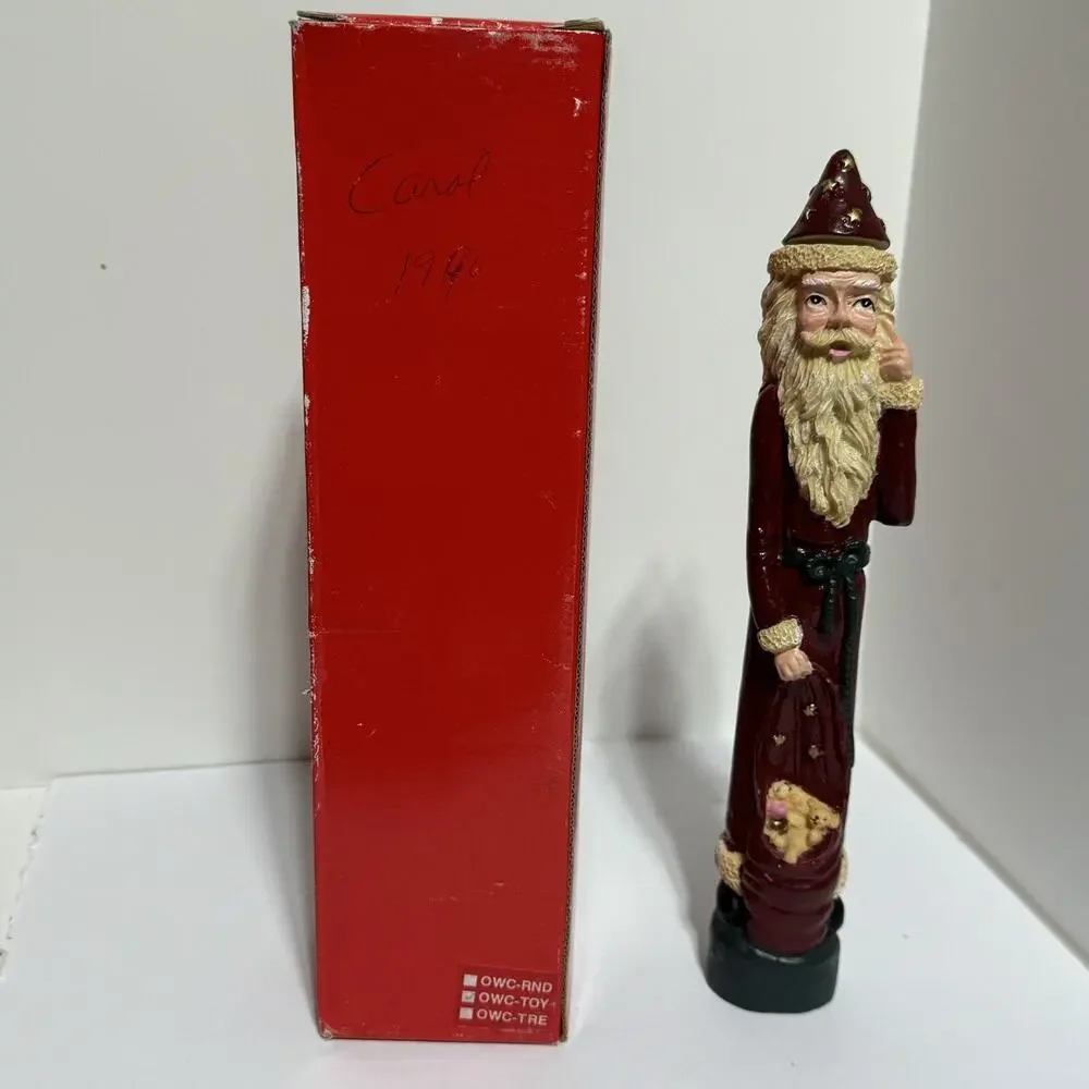 Vintage Santa Candlestick Holder 12 Inch Tall Santa with Toys Removable Hat Folk